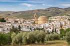 Montefrio, Granada, Andalusia, Spain. A domed church in the village of Montefrio. Art Print